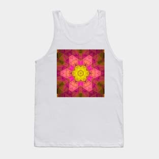 Mosaic Kaleidoscope Flower Yellow and Pink Tank Top